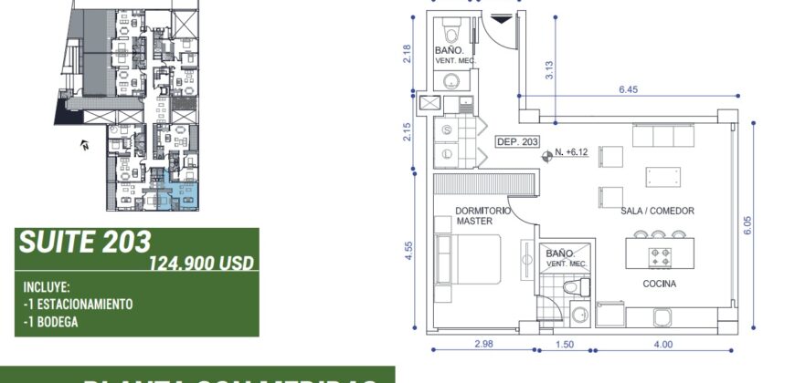 Vendo a Estrenar, Suite, un Dormitorio, Parqueadero. Sector Cumbaya